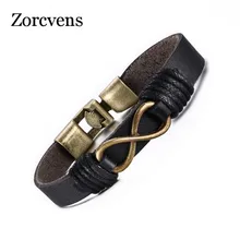 ZORCVENS модный браслет со знаком бесконечности натуральная кожа ручная цепь ретро цвет бронзовый сплав Пряжка