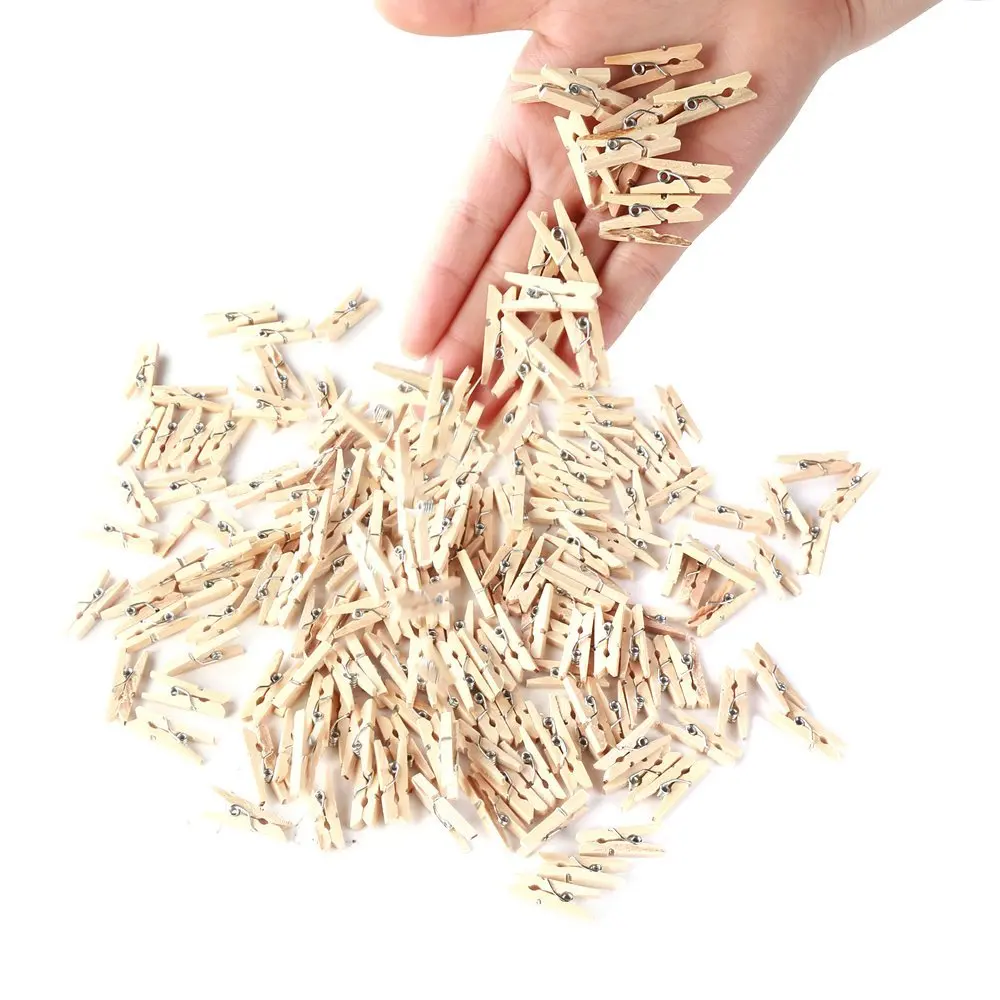 100 pcs Small Size 25mm Mini Wooden Clips for Photo Clips Clothespin Craft Decoration craft supplies