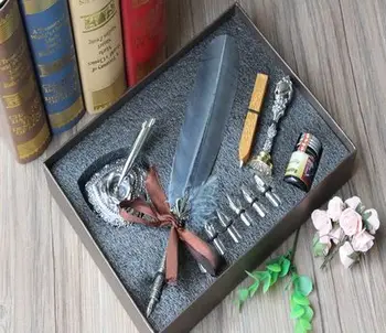 

European style retro feather pen luxury ink set