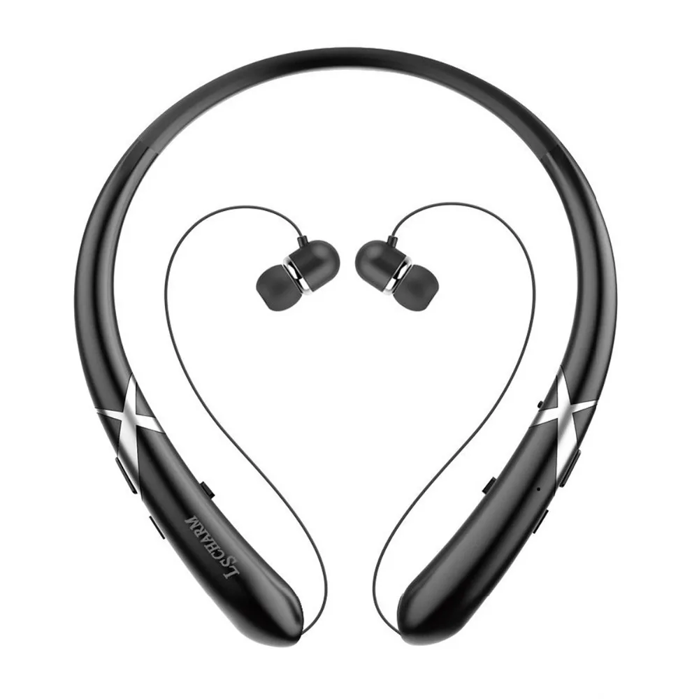 SOONHUA Portable Wireless Bluetooth V4.1 Sweatproof Earphone Smart CVC Noise Reduction Hifi Talk Headset Retractable Earbuds