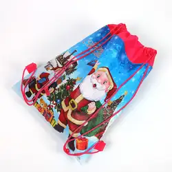 Счастливого Рождества/Санта Клаус тема Drawstring подарки сумки Cinch Мешок Дети сувениры ребенка рюкзак с днем рождения