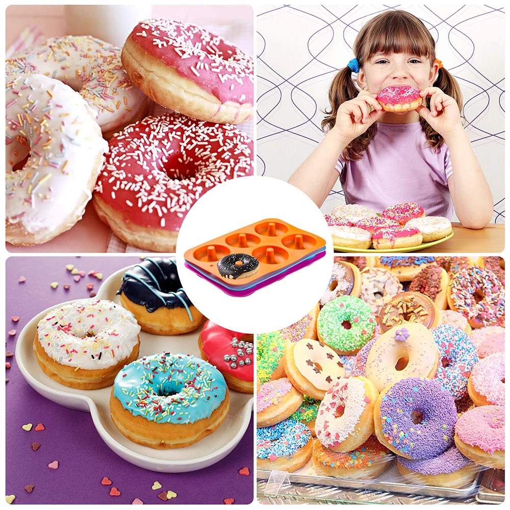 6-Cavity silicone Donut molde Baking pan Non-Stick mold Dishwasher Decoration tools baking nonstick and heat Resistant Reusable