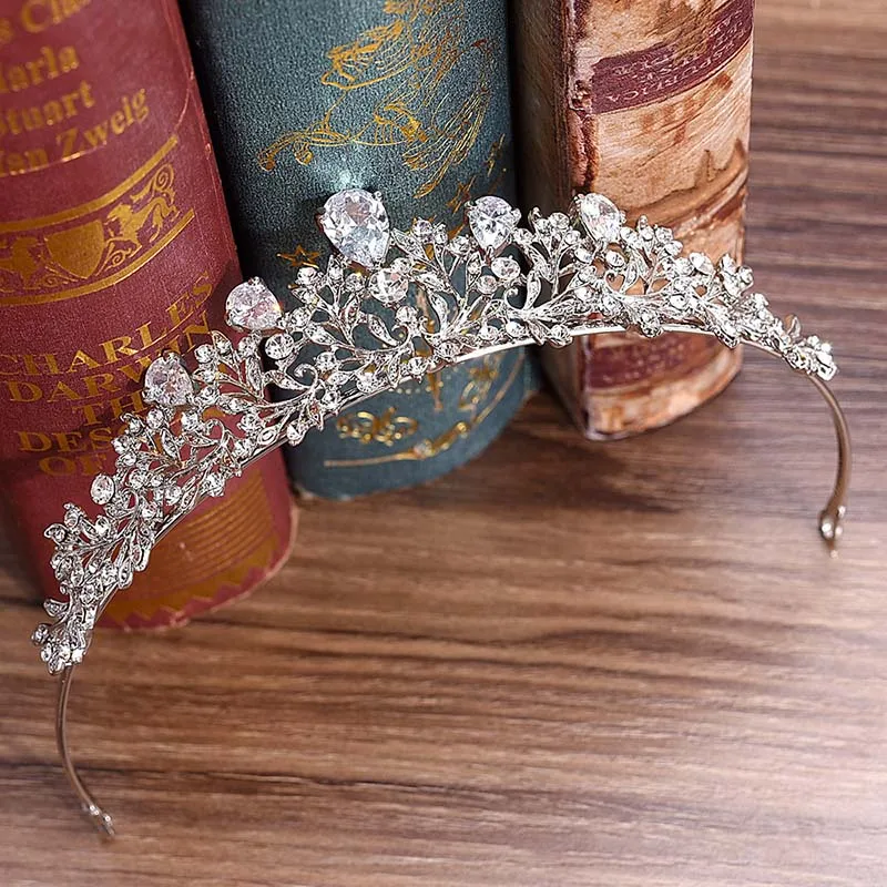 FORSEVEN корейская мода кристалл Цветок Тиара Корона Стразы принцесса невесты свадебная диадема свадебный головной убор аксессуары для волос