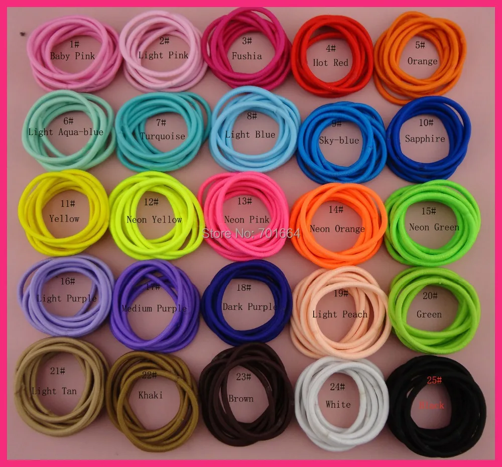 

200PCS Multi-colors 4mm Elastic Ponytail Holders with gluing connection,colorful elastic hair ties,15.0cm length of circle