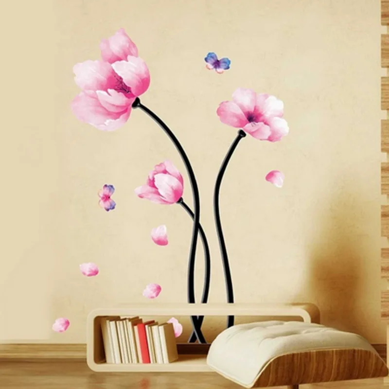 Розовые Цветы мечты настенные наклейки домашний декор для фона красивые декоративные настенные наклейки для детской комнаты