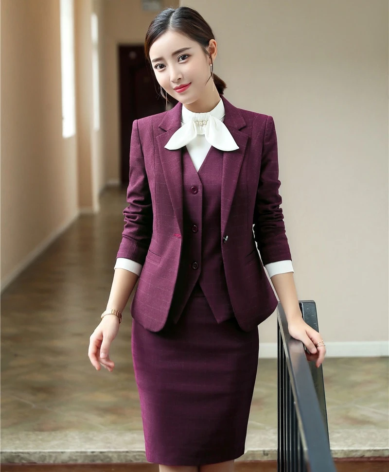 Piece Suit Waistcoat 2018 Purple Suit Ladies Piece Suit With