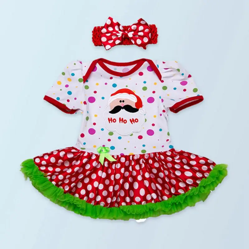 Рождественские платья Санта Клауса для маленьких девочек, повязка на голову, Одежда для новорожденных, Одежда для младенцев, Bebek Giyim Ensemble Bebe