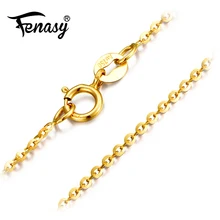 Custo FENASY Genuíno 18 K Corrente de Ouro Amarelo Puro 18 K Colar de Ouro branco para as mulheres na moda do casamento engagement jóias(China)