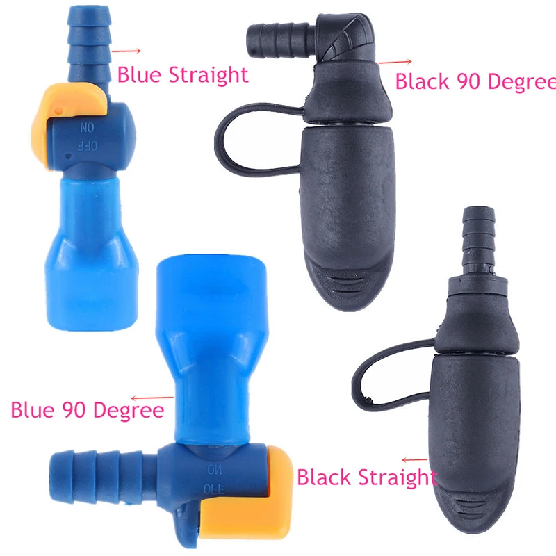 

1 pc Black/Blue Color Outdoor Water Bags Silicone 90 Degree Straight Hydration Pack Suction Nozzle Bite Valve Outdoor Sport