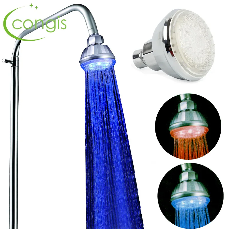 Congis 1 PC Water Saving LED 7 Color Changing Shower Head No Battery