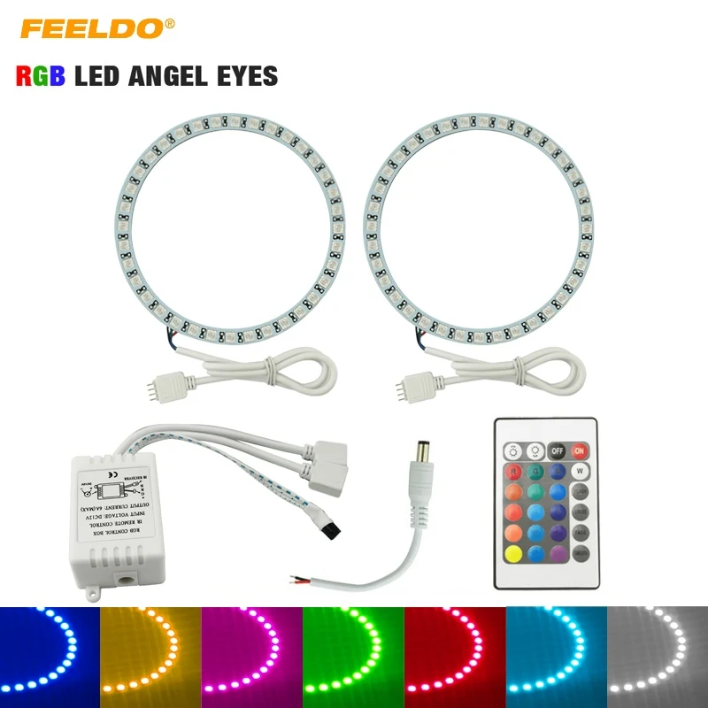 FEELDO 1 компл автомобиля с несколькими цветами RGB Цвет светодиодный Ангельские глазки Halo кольцевое освещение комплект Беспроводной дистанционного Управление для Volvo C30 2008