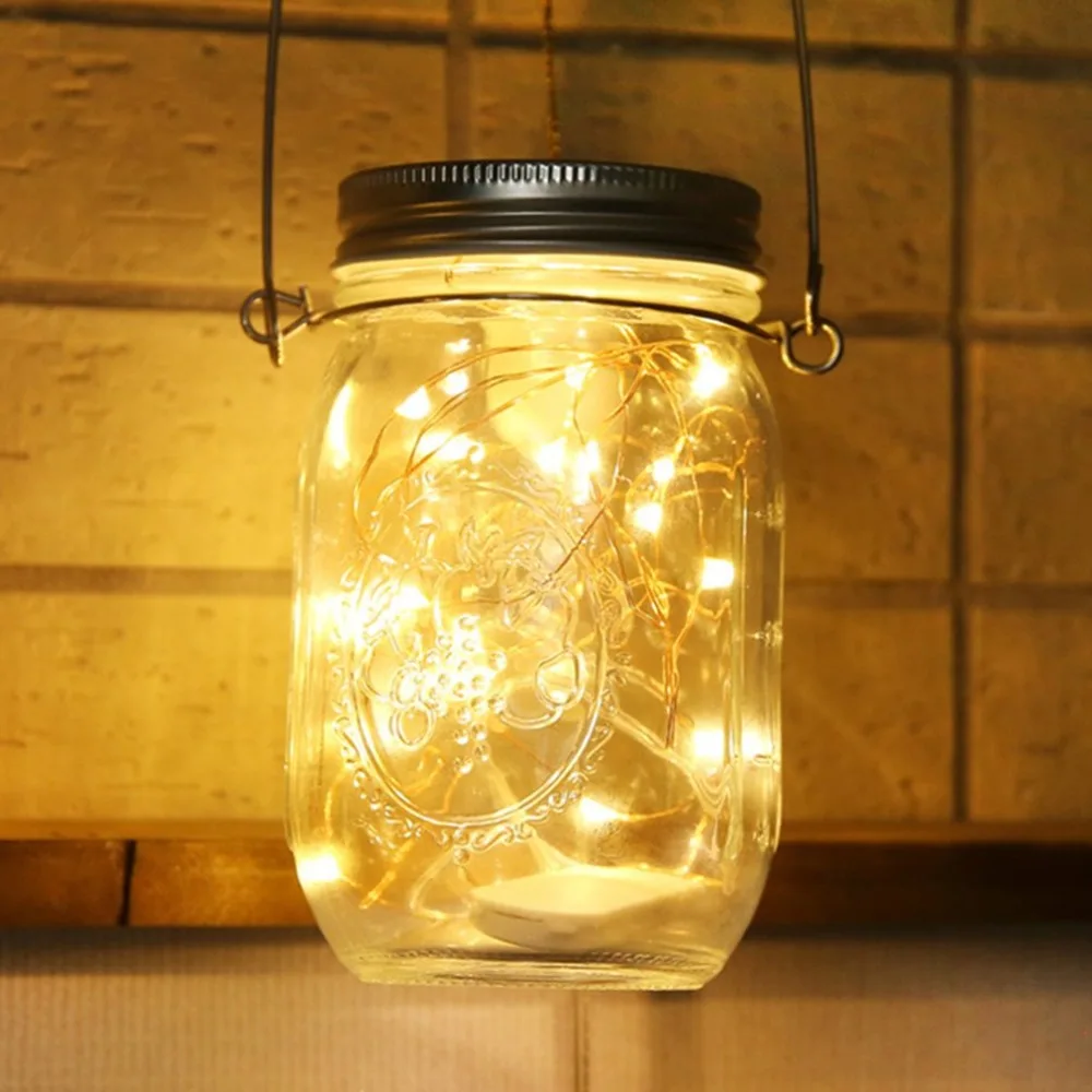 Солнечный Mason jar лампы украшения фонарь двор волна бутылка свет открытый строка крышки для RegularMouth банки для PatioLampDecor