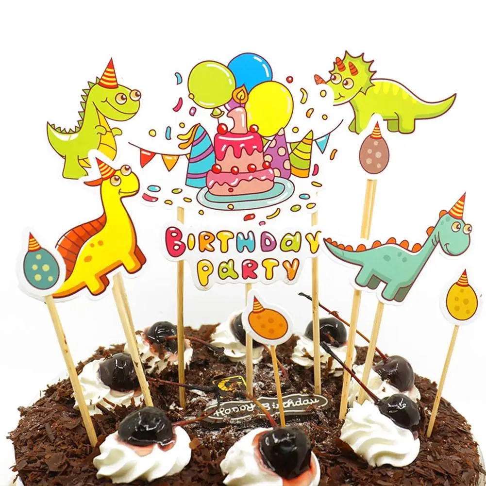 

Waasoscon 11pcs/set Dinosaur Eggs Celebrating Cake Topper DIY Cake Dinosaurs Decorating Cupcake Toppers For Birthday Party Kids