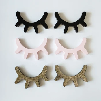 

Sleepy Eyes Ornament Wooden Gold Black Unicorn Eyelash Birthday Party Room Decoration Wall Ornament