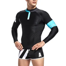 Мужские купальники, топы с длинными рукавами, облегающие мягкие эластичные солнцезащитные защитные плавки для плавания, EDF88