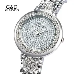 2017 г & D gle и VDO женские Повседневные часы Серебро Роскошь Womem браслет Часы женская одежда часы Нержавеющая сталь Reloj Mujer