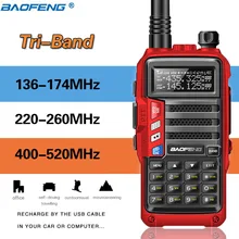 Baofeng rádio amador com banda tripla de 8w, walkie talkie portátil de alta potência, 136 174mhz/220 260mhz/400 520mhz, dois sentidos