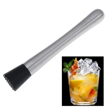 Useful Cocktail Muddler Barware Mojito Cocktail Stainless Steel Bar Mixer DIY Drink Fruit Muddler Crushed Ice Barware Bar Tool