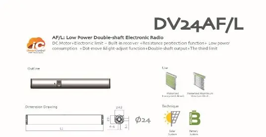 Dooya Venetian двигателя DV24CE/L-0.6N/45r, DV24AF/L-0.8N/27R, управление по излучатель для жалюзи, сотовые жалюзи, римские шторы - Цвет: double shaft