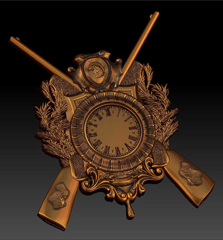 

Digital file in STL format clock for CNC 3D relief carving engraving C36-26