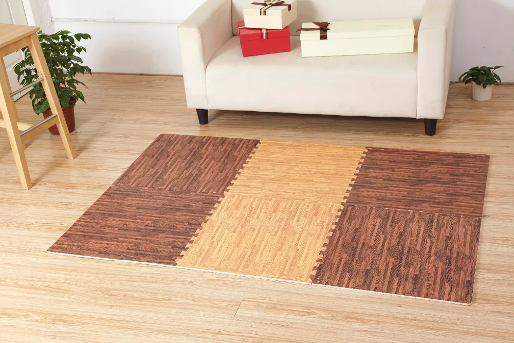 Buy 60cm 1cm wood grain printing puzzle mats foam