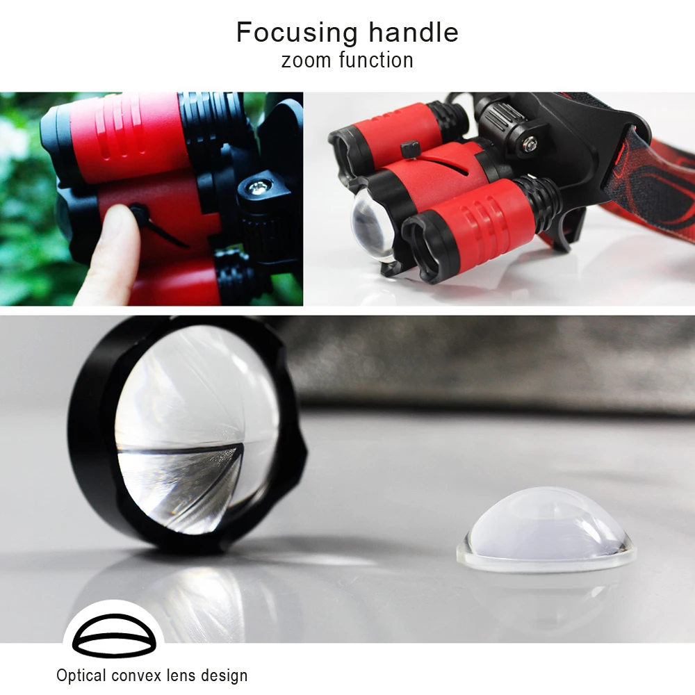 BORUiT B22 XM-L2 LED Headlamp XPE RED LED Hunting Lantern 4-Mode Zoomable Headlight USB Charger Head torch Power Bank Flashlight (10)