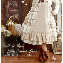 Милый в стиле Mori Girl кружевной слой крючком свободная повседневная женская одежда Лолита Мори для девушек юбка с эластичной талией Женская Милая юбка женская повседневная юбка