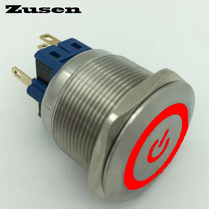 

Zusen 25mm stainless steel power symbol illuminated momentary push button switch(ZS25F-11ET/R/12V/S)