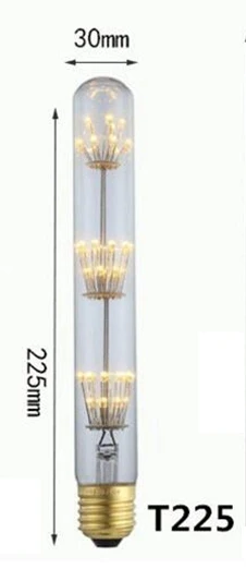 3 Вт Светодиодная трубчатая лампа 220 В Edison декоративные лампы T125 T185 T225 T300 E27, стилизованные под языки пламени светильник Светодиодная лампа для дома Кафе Ресторан украшения - Испускаемый цвет: T225