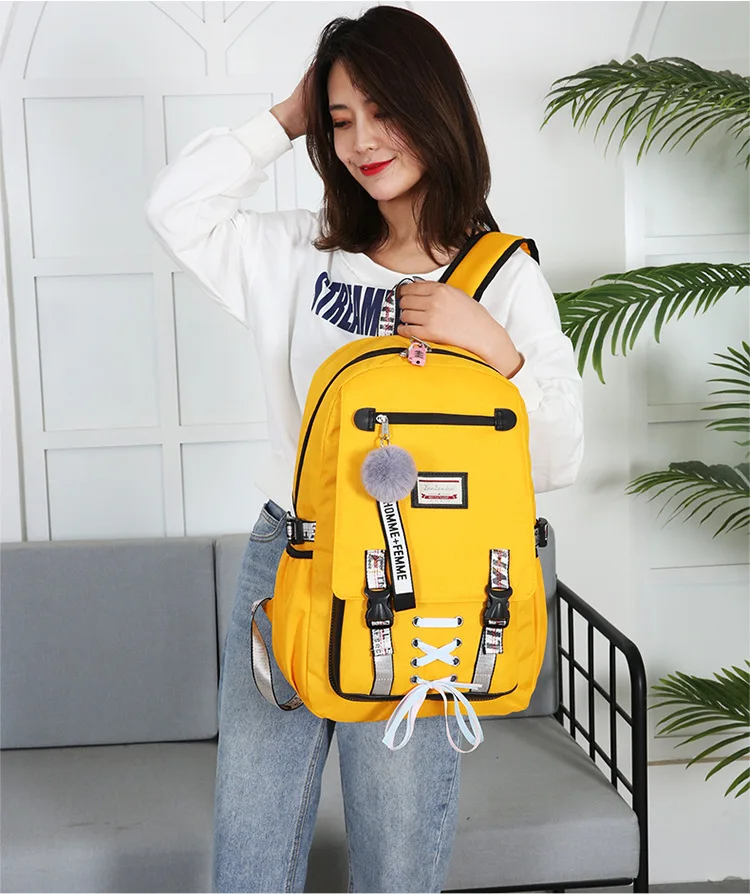 

2019 Large Capacity School Bags for Teenage Girls Usb with Lock Anti Theft Backpack Women Book Bag High School Bag Youth Leisure