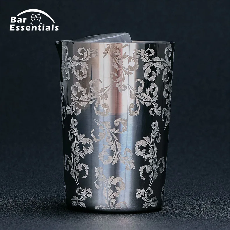 engraved Нержавеющая сталь, олово для перемешивания, 500 мл, смешивающее стекло, Предпочитаемое профессионалами и любителями, сделайте свои собственные специальные коктейли - Цвет: engraved