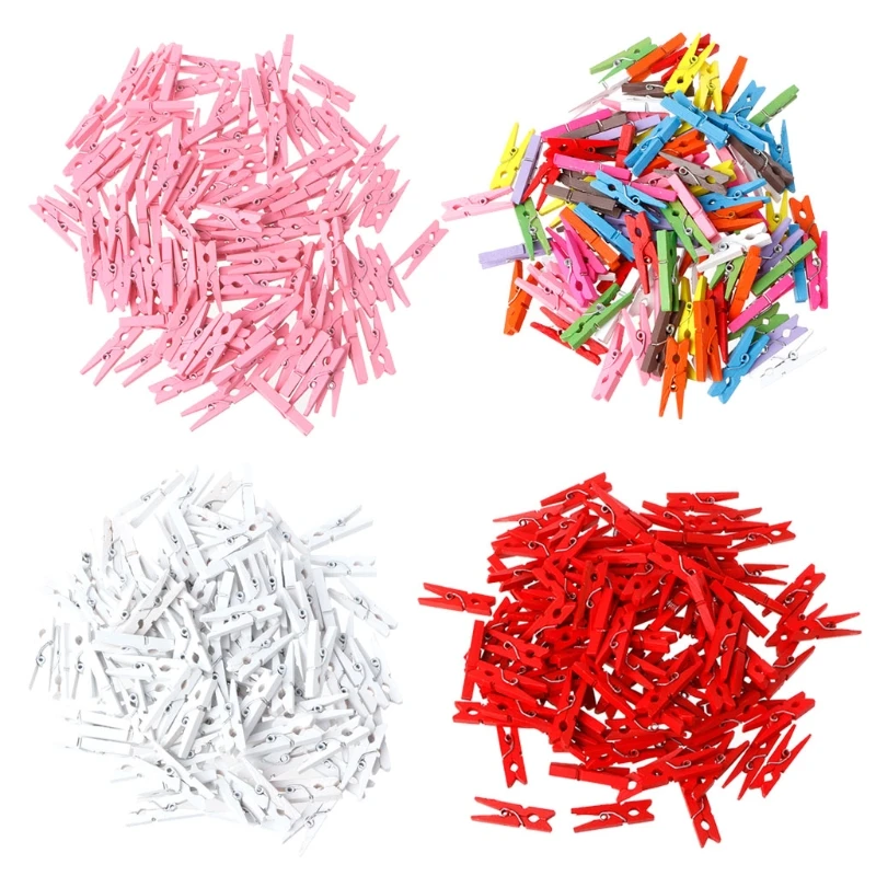 

100Pcs Mini Wooden Craft Pegs 30mm Art Wedding Hanging Photo Clips Clothes Pins W20