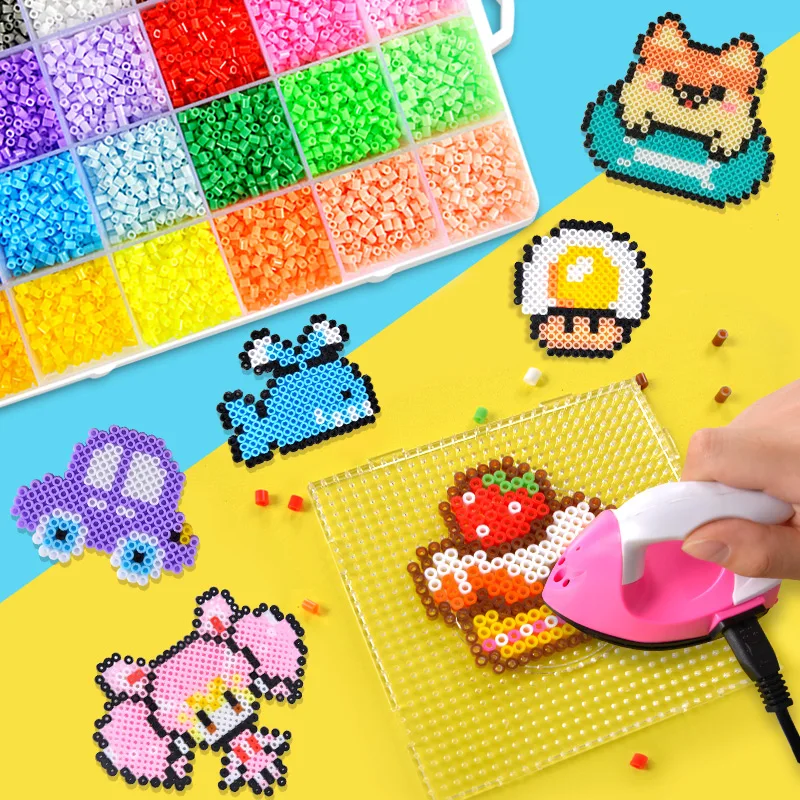 Tanie 24 zestaw koralików Perler 5mm 2.6mm zestaw koraliki Hama kreatywne Puzzle 3D pełny zestaw ze wszystkimi akcesoriami prasowanie ręcznie robione koraliki zabawka prezent