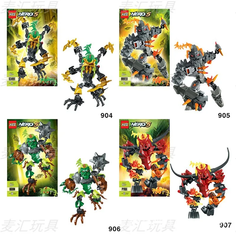 

Avengers Bionicle Hero Factory Scarox Bruizer Ogrum Pyrox Robot Building Block Brick Toys for children Compatible with Legoings