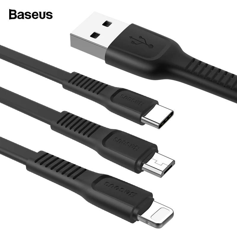 Baseus كابل يو اس بي ل فون شحن شاحن كابل بيانات USB نوع C نوع-c كابل المصغّر usb كابل للأندرويد الهاتف USB سلك الحبل