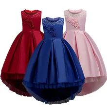 Новогоднее платье; белое детское свадебное платье с цветочным узором для девочек; элегантные вечерние платья принцессы со шлейфом; торжественное свадебное платье подружки невесты