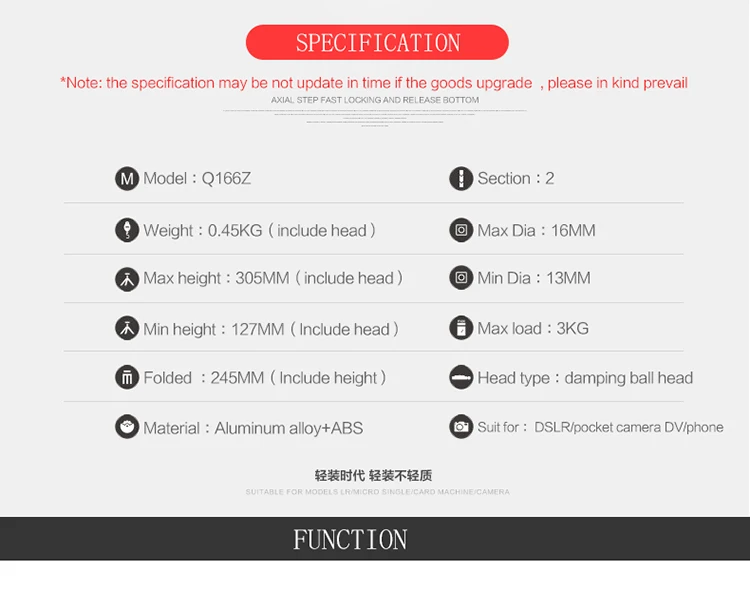 24 см/1" портативный мини настольный Алюминиевый Дорожный штатив Lightweigh с шаровой головкой Quick Release для Canon Nikon sony Iphone