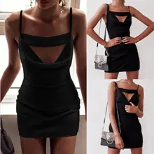 2019 Hot Selling Sexy Dress Black Hollow Out Off Shoulder Black Halter Women Dress Bodycon Dress black stripe pattern elastic off shoulder sexy dress