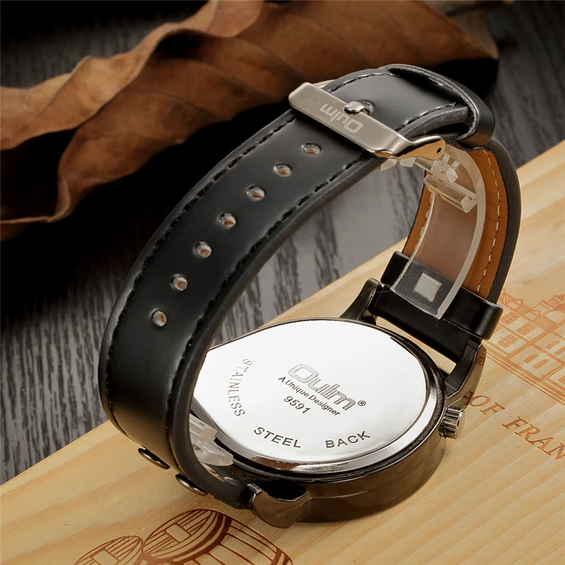  Oulm Watch Man Quartz Watches Top Brand Luxury Leather Strap Military Sport Wristwatch Male Clock r