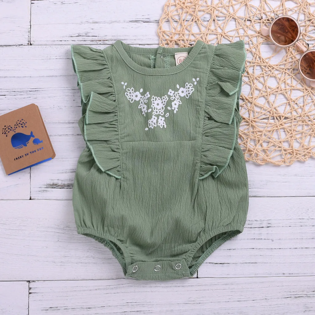 Summer Newborn Baby Girls Embroideried Ruffled Floral Romper Bodysuit Clothes Summer Newborn Baby Girls Embroideried Ruffled Floral Romper Bodysuit Clothes