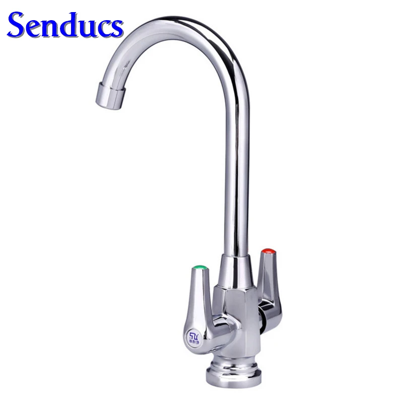 Free shipping Senducs dual handle kitchen sink faucet with cheap price solid brass kitchen sink water