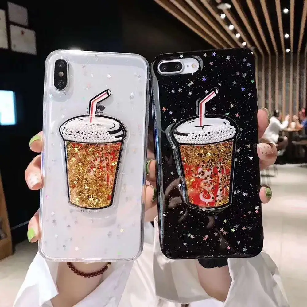 

Cute 3D Cola Cup Glitter Bling Transparent Dropping glue Cover Case for iphone 6 6S 7 8 plus X XS XR Mautx Fashion phone Couqe