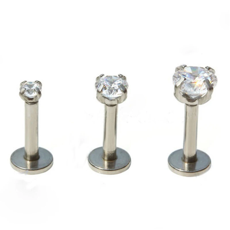 ZN 1 шт серебряное кольцо для губ, циркониевое анодированное внутреннее резьбовое зубчатое кольцо с драгоценным камнем Монро, 16 г, женские серьги для пирсинга