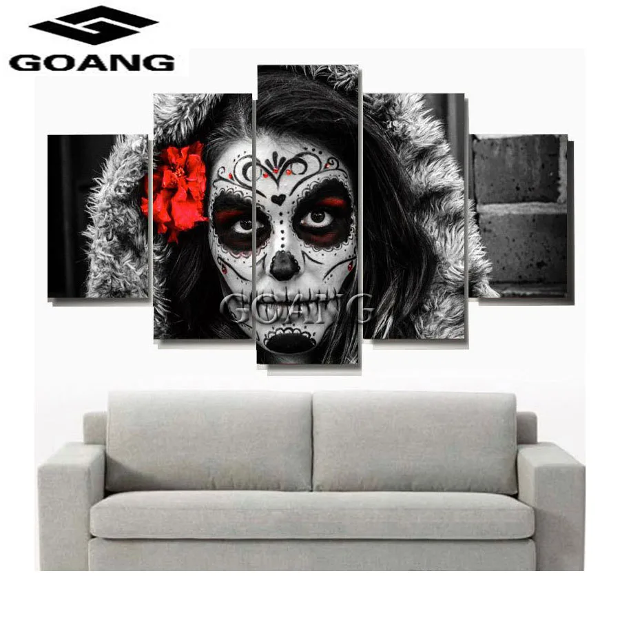 

Diamond Painting 5pcs skull rose Woman 5D DIY diamond Painting Cross Stitch Horror Halloween Needlework home Decor
