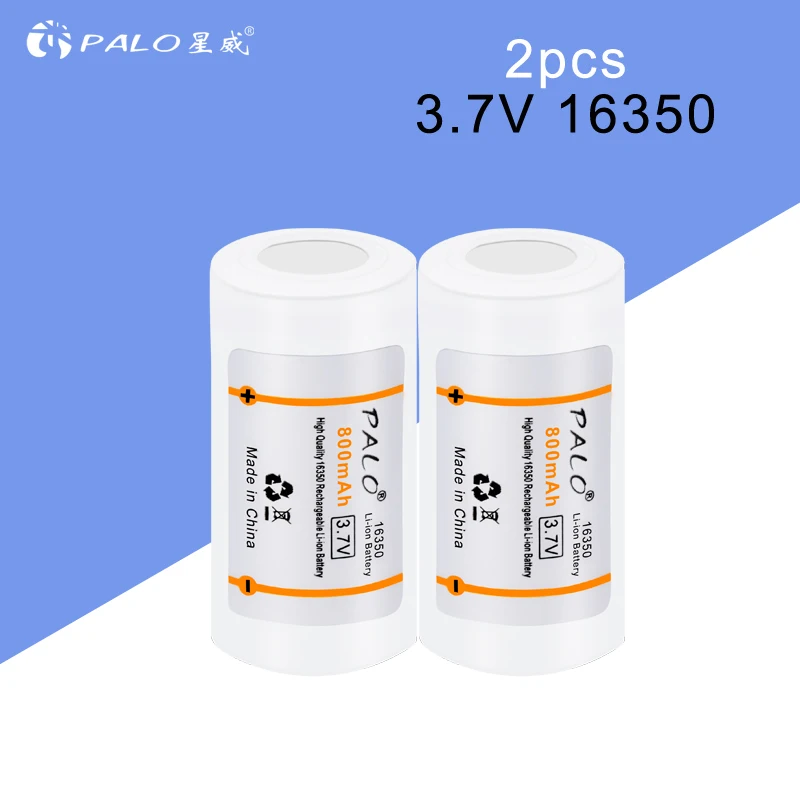 

PALO 3.7V 800mAh 16340/16350 Li-ion Rechargeable Flashlight Torch Battery