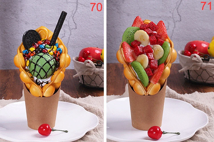 Fake Ice Cream Egg Waffle Model Display Sample Simulation Food Eggettes Puff Egg Bubble Waffle Model Dessert Props Display