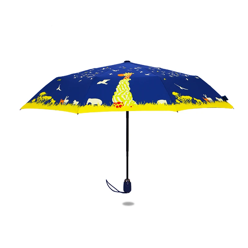 Как дождь, романтический милый зонтик с олененком, большой прочный каркас зонтика для дождя, Женские ветрозащитные складные брендовые автоматические зонты UBY08