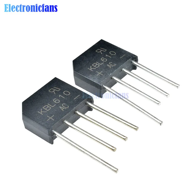 

5PCS KBL610 1000V 6A Diode Bridge Rectifier Single Phase Bridge Rectifier KBL-610 New Arrival