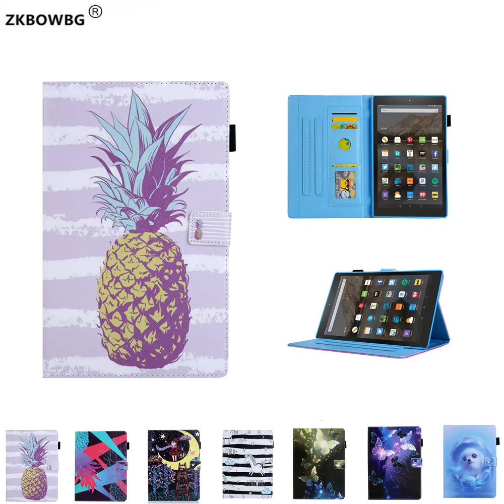 

Print Case for Amazon Kindle Fire HD 8 2018 2017 2016 8th 7th 6th 5th Generation PU Leather Silicone Cover Sleeve Pouch Bags