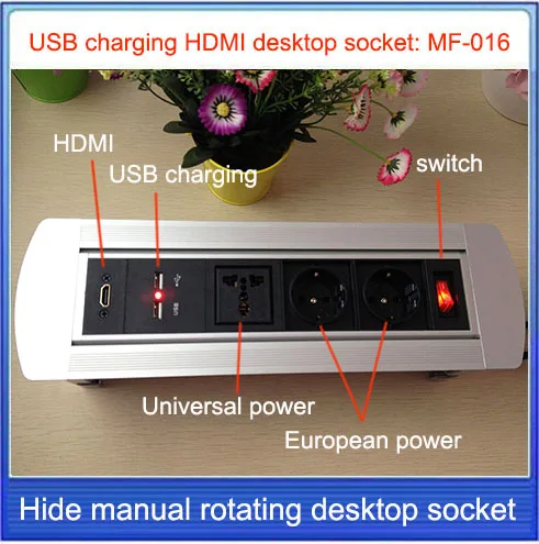 

EU/US/AU/UK Plug Desktop socket / hidden manual rotation / HD HDMI cable USB charging socket /Can choose function module/MF-016